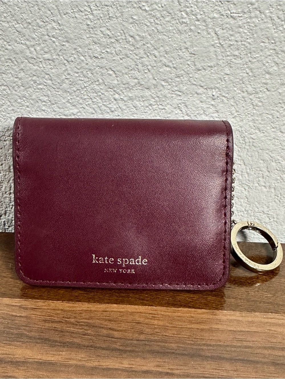 kate spade New York Burgundy Leather Card Case Wallet